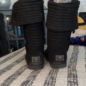 UGG Black Knit Fold-Over Boots COZY, Cottage, slip on, casual, girlhoodcore, sz6